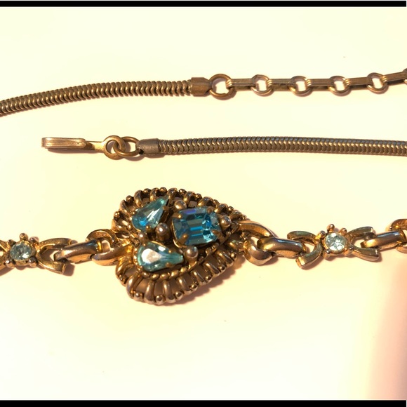 Vintage 1950s Barclay Blue Rhinestone Bracelet - Picture 6 of 6